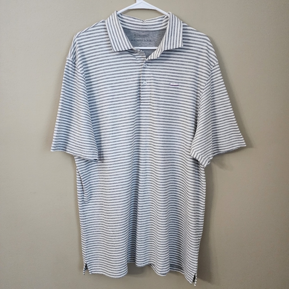 Old Point Clear Size XL Gray and White Striped Shirt polo